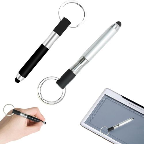 Kalanka-Lot De 2 Mini Stylets Universels Pour Écran Tactile, Stylet 3 En 1, Stylo À Bille Noir Et Argent, Pour Téléphone Portable, Tablette Avec Écran Tactile Capacitif