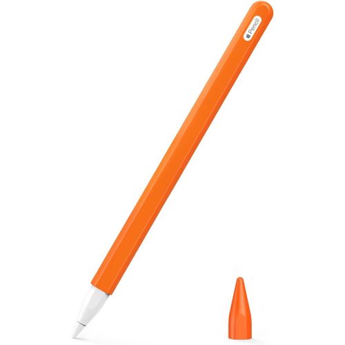 Coque Compatible Avec Apple Pencil Pro/2e Génération,Étui Housse De Protection Pour Stylet En Silicone,Cover De Stylet Avec Pointes De Rechange Et Clip Intégré,Orange