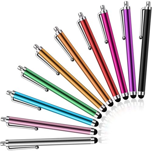 Lot de 10 stylets pour écran tactile, tablette, téléphone portable, iPad Mini Pro, smartphones Huawei, Samsung Galaxy, 10 couleurs