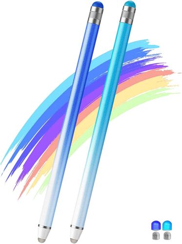 Lot De 2 Stylets Pour Écrans Tactiles Avec 4 Pointes Supplémentaires 2 En 1 Sensibilité Et Précision Pour Iphone, Stylet Capacitif Pour Ipad Pro/Mini/Air/Iphone/Samsung Galaxy, Etc[Sty9130811]