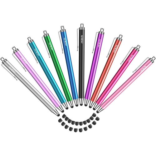 Stylet Tablette [Pack De 10] Stylets Tactile Avec 20 Embouts De Rechange De 6mm, Stylets Pour All Tablettes/Smartphones/Ipad/Iphone/Samsung/Xiaomi/Android/Ios