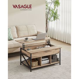 Table basse avec plateau relevable effet bois marron chêne