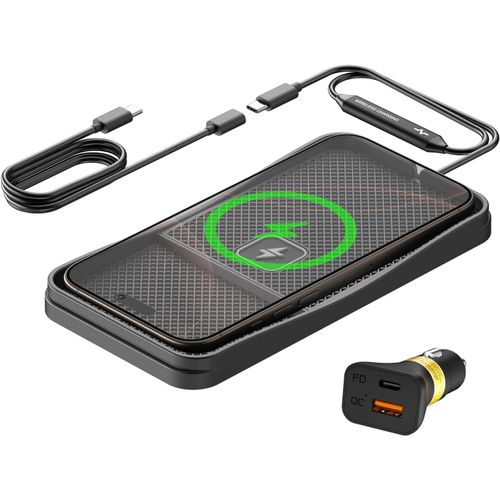 Chargeur Sans Fil Voiture Rapide 15W, Tapis Chargeur Induction Voiture Antidérapant Avec Câble De 30Cm Et Extension De 70Cm, Compatible Avec Iphone 16/15/14/13/12/11, Samsung, Google