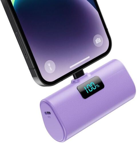Mini External Battery For Iphone 5200mah Power Bank Ultra-Compact And Lightweight 20w Pd Quick Charge External Charger With Lcd Display, Small Portable Battery Compatible With Ipod