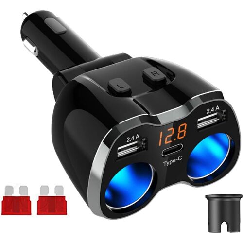USB C Chargeur Allume Cigare USB Type C Chargeur de Voiture,120W 5.4A Voiture Adaptateur d'alimentation Double USB pour Iphone,Ipad,Android,Samsung,GPS,Caméra Et Bien Plus Encore