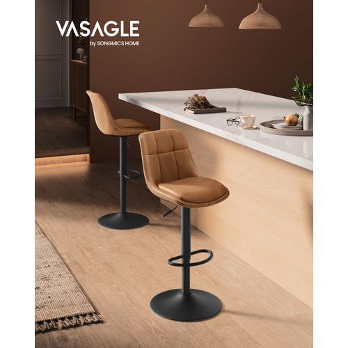 Tabourets De Bar Lot De 4 Avec Dossier Et Repose-Pieds Marron Caramel
