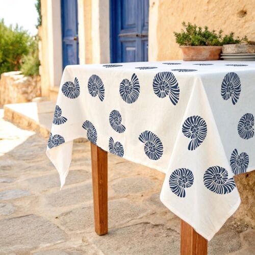 Nappe Anti-Taches 100% Coton Bleu 155x155 Cm