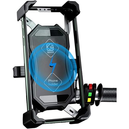 KALANKA-Support de téléphone pour Moto 2 en 1 QI sans Fil et QC 3.0 USB Charger Motorcycle Phone Holder with 360° Rotating Ba Holder Adjustable for 4-7 inch Smartphone Samsung/Huawei/Android