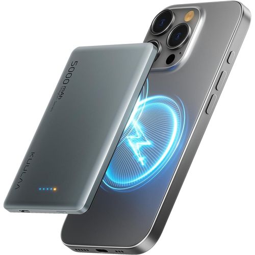 Batterie Externe Magsafe 5000mah, Batterie Externe Induction Magnetique Pd 20w, Power Bank Charge Rapide Sans Fil Compatible Avec Iphone 16/15/14/13/12 (Gr)