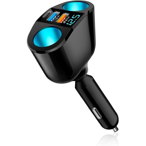 CMJAAGUR-Double Pr Allume Cigare 12V, Double Allume Cigare 120W, Allume Cigare Usb Pd/2.4A/Qc3.0, Multipr Allume Cigare, Avec Voltmètre Led, Pour Téléphone, Dash Cam, Gps, Caméra[M1397]