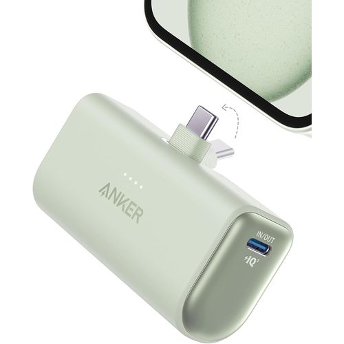 Kalcx-Nano Powerbank,5000 Mah Powerbank 22,5 W,Connecteur Usb-C Pliable Intégré,Compatible Avec Iphone 15,Samsung S22/23,Série Note20/10,Huawei,Ipad Pro/Air,Airpods Et Plus Encore.(Vert)