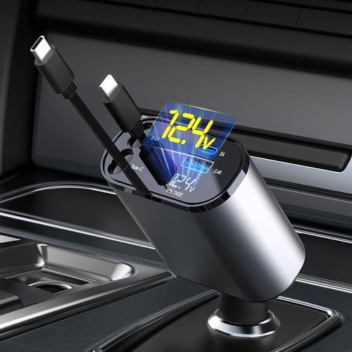 Eryi-Allume Cigare Usb C, 2 Ports 60w Charge Rapide Chargeur Voiture With Usb C Usb A,Prise Allume Cigare 12v,Chargeur De Voiture Rétractable Pour Iphone 16/15/Ipad,Galaxy/Google/Huawei
