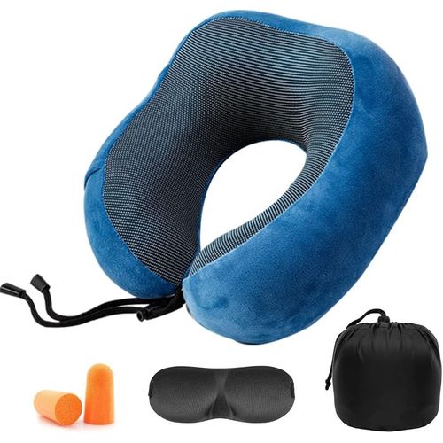 Comfy Coussin De Voyage | Coussin Avion | Coussin Voiture | Oreiller De Voyage À Mémoire De Forme | Coussin De Voyage | Oreiller De Voyage | Coussin Voyage | Adulte, (Bleu)