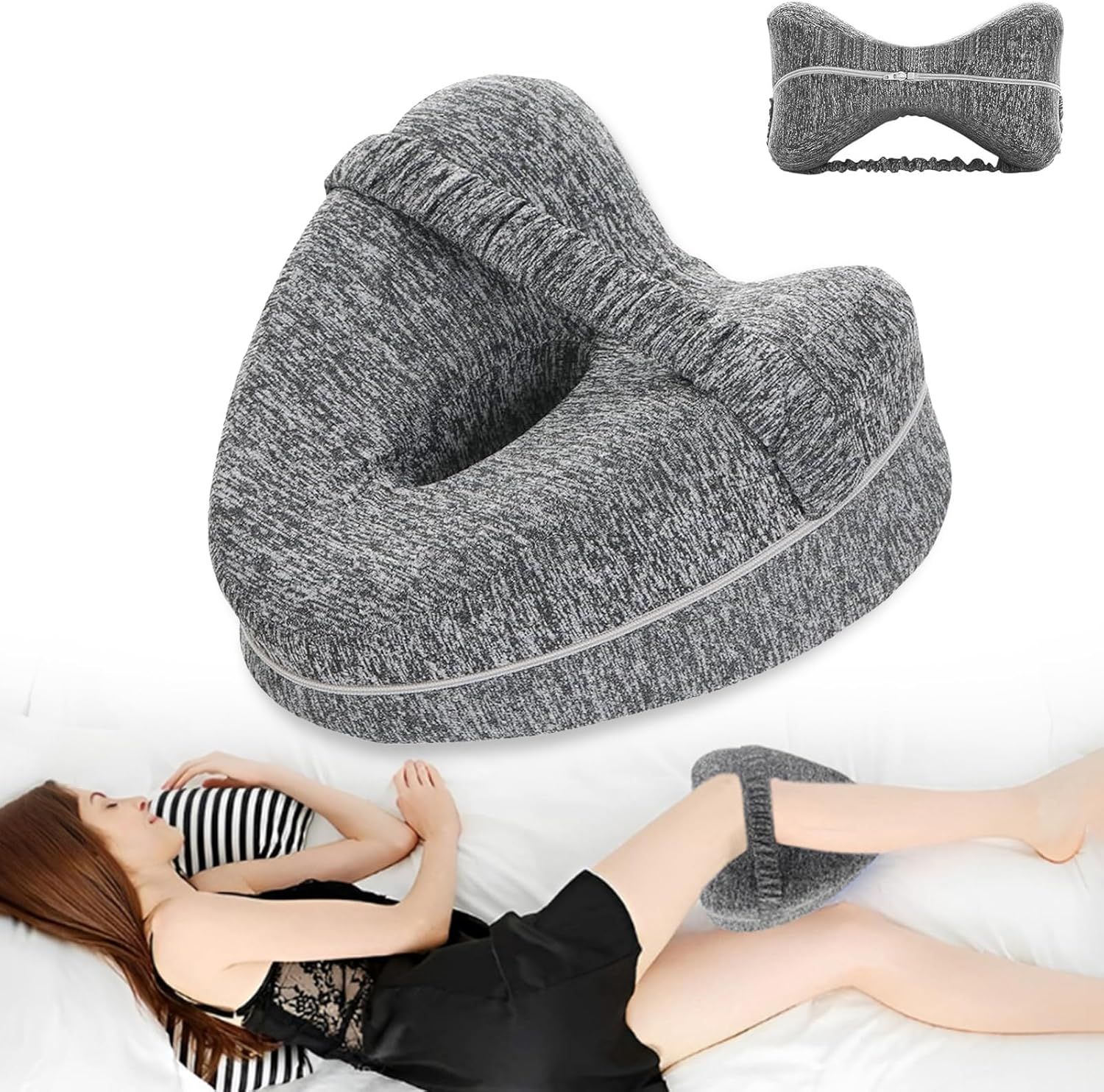 Coussin Genoux Pour Dormir Coussin Genou Orthopédique - Mousse Mémoire Forme 25x25x15cm - Pour Dormir Côté - Soulagement Sciatique Oreiller Ergonomique Sommeil Côté