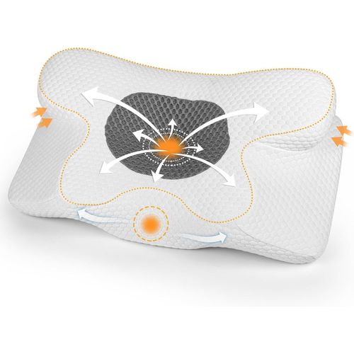 Oreiller Ergonomique Cervical,2 En 1 Oreiller Memoire Forme,Soulagement Efficace De La Douleur,Oreiller Orthopédique À Mémoire Pour Dormir Sur Le Côté Et Sur Le Dos-63 X 34 X 9/12cm.[Z2]