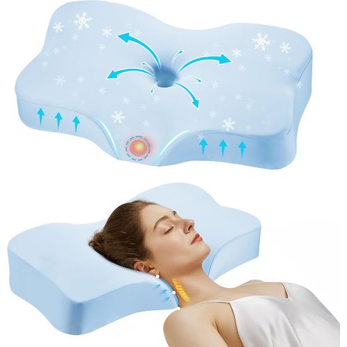 Oreiller En Mousse À Mémoire De Forme Amélioré Pour Le Cou Et Les Épaules,Coussin Ergonomique De Soutien De La Tête,Du Cou Pour Les Personnes Dormant Sur Le Côté,Le Dos,Le Ventre Avec Taie.[Z8]