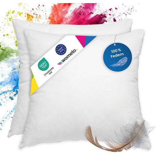 Lot De 2 Coussins En Plumes 100% Plumes-40 X 40 À 300 G-Oekotex-Housse Coton-Blanc-Coussin Intérieur,Rembourrage De Coussin Et Petits Oreillers