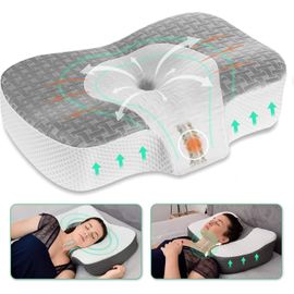 Oreiller Ergonomique Cervical, Oreiller Mémoire Forme, Oreiller Anti Ronflement, Coussin Mémoire Forme, Oreiller Orthopédique, Hauteur Réglable, Gris Foncé 