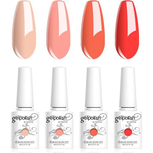 Gjhgf-Vernis Gels Semi-Permanents, Lot De 4 Couleur Pêche Orange Abricot Collection Nail Art Vernis À Ongles Uv Led Gel Polish Varnish Manucure 8ml C013 