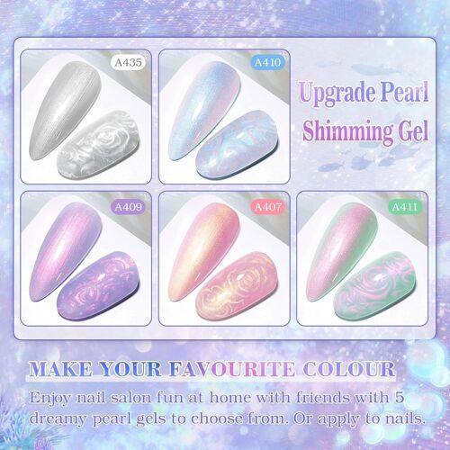 Vernis Semi Permanent Nacré,5 Couleurs Vernis À Ongles Rose Violet Cyan Perle Effet Semi Permanent Soak Off Uv/Led Gel,Pour Débutant Diy Nail Art,8 Ml 