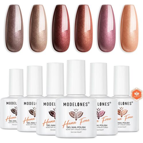 Vernis Semi Permanent Marron Pailleté 6 Couleurs Vernis Gel Uv Semi Permanent Sans Hema Soak Off Vernis À Ongles Complet Pour Gel Ongle Manucure Nail Art Diy Home[X748] 