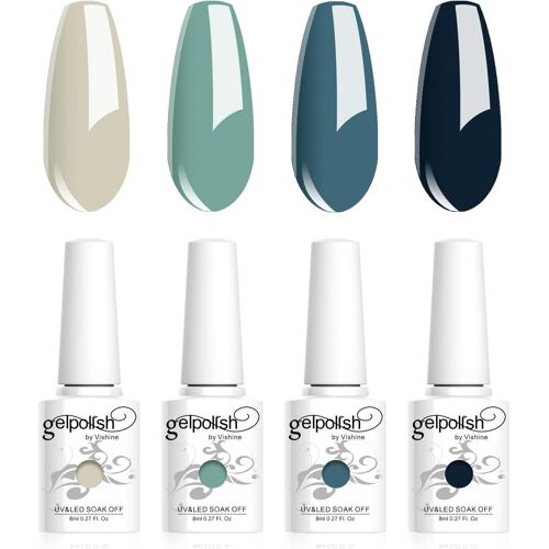 Vernis Gels Semi-Permanents, Lot De 4 Couleurs Bleu Marine Vert Clair Collection Nail Art Vernis À Ongles Uv Led Gel Polish Varnish Manucure 8ml C016