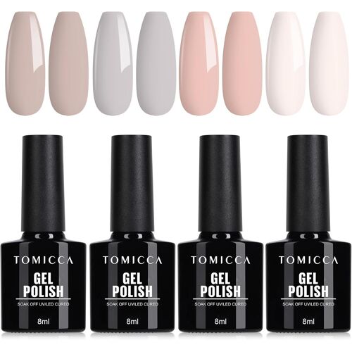 4 Couleursvernis Semi Permanent Nude Set Automne Couleur Naturelle Vernis ¿¿ Ongles Gel Soak Off Uv/Led Cadeau Non Toxique Et Durable Pour Starter Nail Art Salon Diy Home,8ml 
