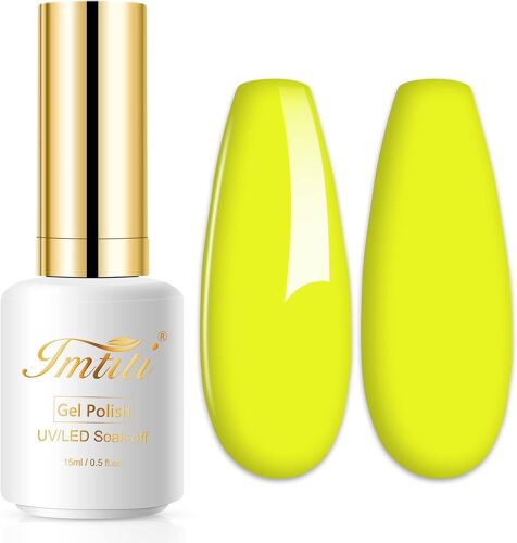 Néon Vernis Semi Permanent, 15ml Jaune Néon Vernis Gel Uv Semi Permanent Uv Led Soak Off Gel Nail Polish French Vernis À Ongles Gels Semi-Permanents Diy Nail Art Kit De Démarrage 