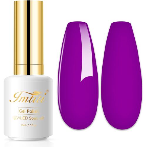 Vernis Semi Permanent Violette, 15ml Violette Néon Vernis Gel Uv Semi Permanent Uv Led Soak Off Gel Nail Polish French Vernis À Ongles Gels Semi-Permanents Diy Nail Kit Démarrage 