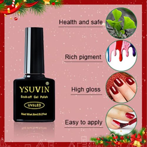 Vernis Semi Permanent Noël, 6 Couleurs Vert Rouge Noir Or Jaune Paillettes Vernis À Ongles Soak Off Uv Brillant Vernis Gel Pour Halloween Nouvel An Nail Art, Cadeaux Beauté, 6x8ml 