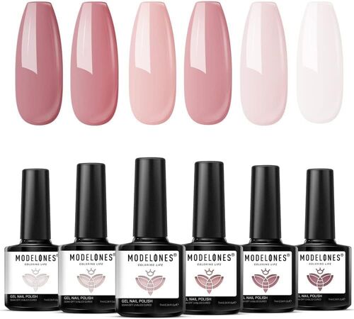 Vernis Semi Permanent Rose, Vernis À Ongles Semi Permanent Nude Rose 6 Couleurs, Vernis Gel Uv Semi Permanent, Uv Led Gel Nail Polish, Gel Polish French Manucure Set, Saint-Valentin 