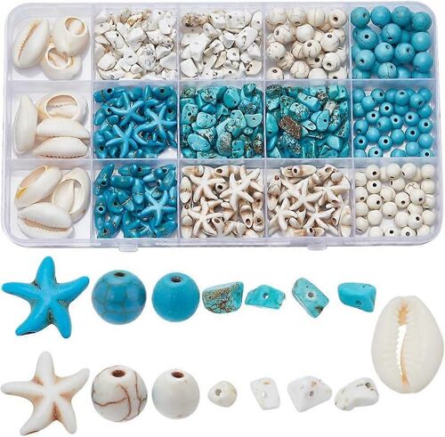 1 Boîte De 300 Perles Étoiles De Mer De Style Bohème, Perles Bleues Et Blanches En Vrac, Perles De Coquillage Naturelles, Breloques Coquillages, Animaux De L'océan, 6 Mm, 8 Mm, C