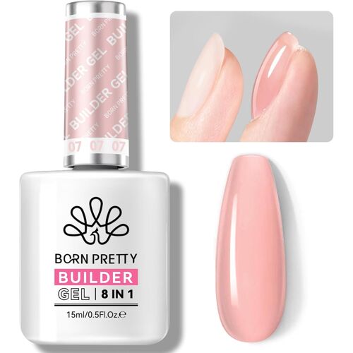 15ml Colle À Faux Ongles 8 En 1, Gummy Base Pose Américaine Corail Couleur, Gel Nail Glue Pour Extension D'ongles Et Apex Builder, Colle Ongle Capsule Uv/Led Pour Nail Shaper Renforçateur 