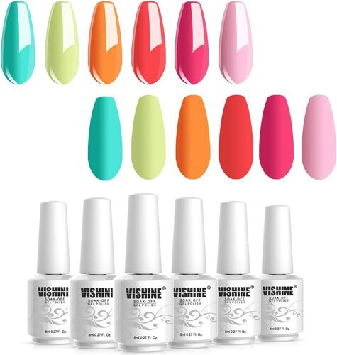 Vernis À Ongles Gel Semi Permanent 6 Couleurs Automne Et Hiver Collection Vernis Gel Soak Off Nail Art 8ml Cadeau Coffret 