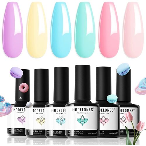 Semi-Permanent Pastel Pink Soak Off Uv Led Nail Polish, Semi-Permanent Uv Gel Polish, Gel Nail Polish With Gift Box For Valentine Nail Art Manicure Kit 