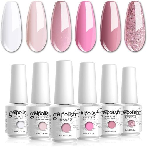 C001 Set Of 6 Different Colour Semi-Permanent Uv Led Gel Polish Soakoff Manicure Kit 