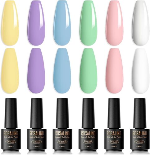 Vernis Semi Permanent Pastel,6 Couleurs Mini Bonbons Couleurs Jaune Blanc Violet Bleu Roseprintemps ¿¿T¿¿ Macaron Vernis ¿¿ Ongle Art Kit 