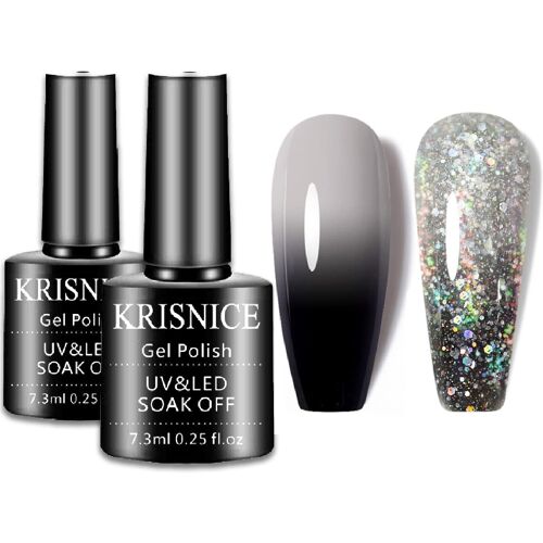 Vernis Semi Permanent Change De Couleur Vernis À Ongles Gel Temperature Blanc Noir Caméléon Mood Shellac Cadeau Uv Led Art Kit(Kwb2-003) 