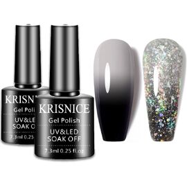 Vernis Semi Permanent Change De Couleur Vernis À Ongles Gel Temperature Blanc Noir Caméléon Mood Shellac Cadeau Uv Led Art Kit(Kwb2-003) 