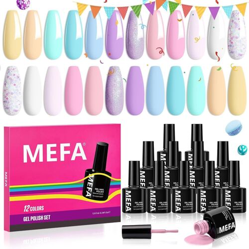 Semi-Permanent Uv Gel Polish For Summer 12 Colours Macaroon Pastel White Yellow Pink Green Nude Purple Blue Nail Polish Kit Nail Art Soak Off Gel Polish French 