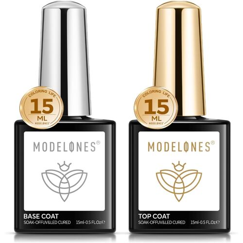 Semi-Permanent Nail Polish, 2 X 15 Ml Base And Top Coat Uv Gel Semi-Permanent No Wipe Top Coat And Base Coat For Nail Polish Manicure Kit Long Lasting Shiny 
