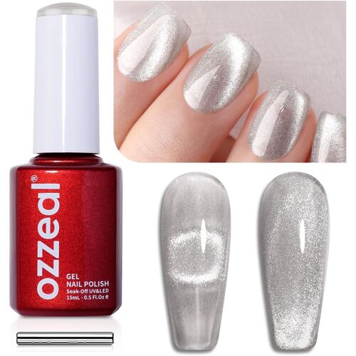 Vernis Semi Permanent Magn¿¿Tique, 15ml Argent¿¿ Cristal Cat Eye Gel Nail Polish Paillet¿¿ Printemps ?T¿¿ Vernis Gel Uv Diamond Shimmer Sparkle Vernis ? Ongles Gels Soak Off Uv Led 