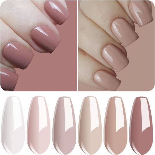 Senior-Vernis Gel Semi Permanent - Couleur Crème Nu Beige Khaki Vernis À Ongles Vernis Uv Led Gel Nail Polish Soak Off Manucure 6 Couleur Skin Tones Nude Naturel 8ml Nail Art Lot 081[L676] 