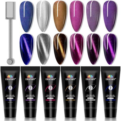 Poly Extension Gel Kit, 8 Couleurs Pailleté Poly Ongle Gel Uv Complet Faux Ongle Vernis Semi Permanent Nail Extension D`Ongle Construction Gel Pour Débutant Diy Manucure Maison 