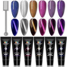 Poly Extension Gel Kit, 8 Couleurs Pailleté Poly Ongle Gel Uv Complet Faux Ongle Vernis Semi Permanent Nail Extension D`Ongle Construction Gel Pour Débutant Diy Manucure Maison 