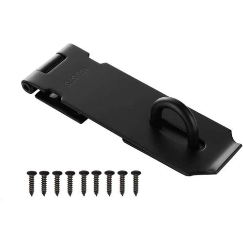 Lamondre Cadenas Hasp de 3 Pouces, le Verrou de la Porte, Cadenas Hasp Extérieur de Verrouillage de Porte avec des Vis en Acier Inoxydable de Porte Loquet de Porte, Tiroir, Placard (Noir)