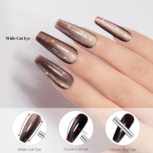 Vernis Gel Semi Permanent,15ml Marron Cat Eye Caméléon Holographique Magnétique Gel Vernis À Ongle Avec Bâton Magnétique,Soak Off Uv Led Vernis Manucure Gel,My386 
