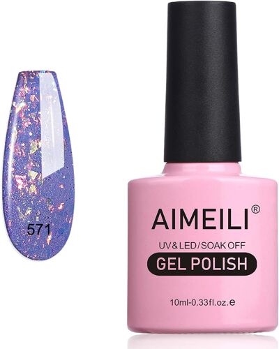 Vernis Gel Semi Permanent Transparent Nu Pailleté Shimmer, Vernis À Ongles Gel Uv Led Nail Polish Soak Off Manucure Salon Longue Durée Varnish 10ml Bleu(571)