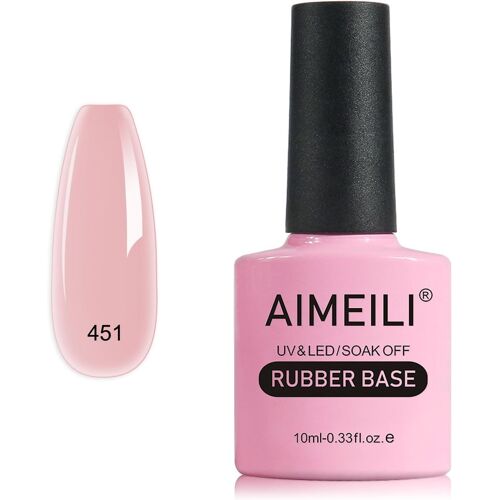 5 En 1 Rubber Base Coat Vernis Semi Permanent Gel Rose Gel Polish Uv Led Renforcement Et Réparation De Manucure, Colle De Décorations - 10ml (451) 