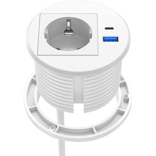 Chenquansarl-Pr De Bureau Encastrable Avec Usb C, Pr Rétractable Avec Usb A Et C Pour Plan De Travail Cuisine, Blanc